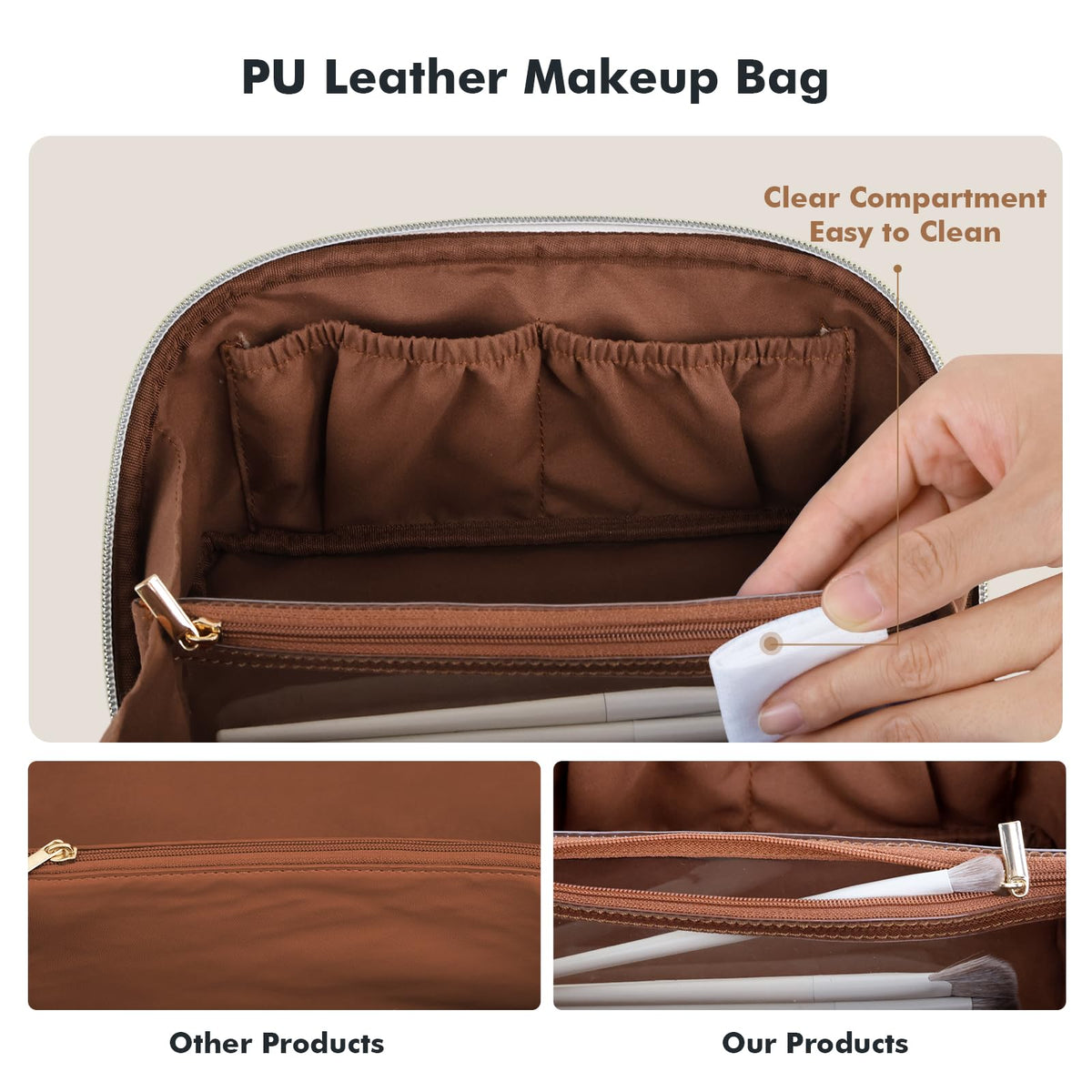Prite Makeup Bag with soft-grip handle in stylish design