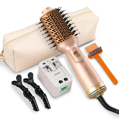 PRITECH Auto Dual Voltage Hair Dryer Brush front view