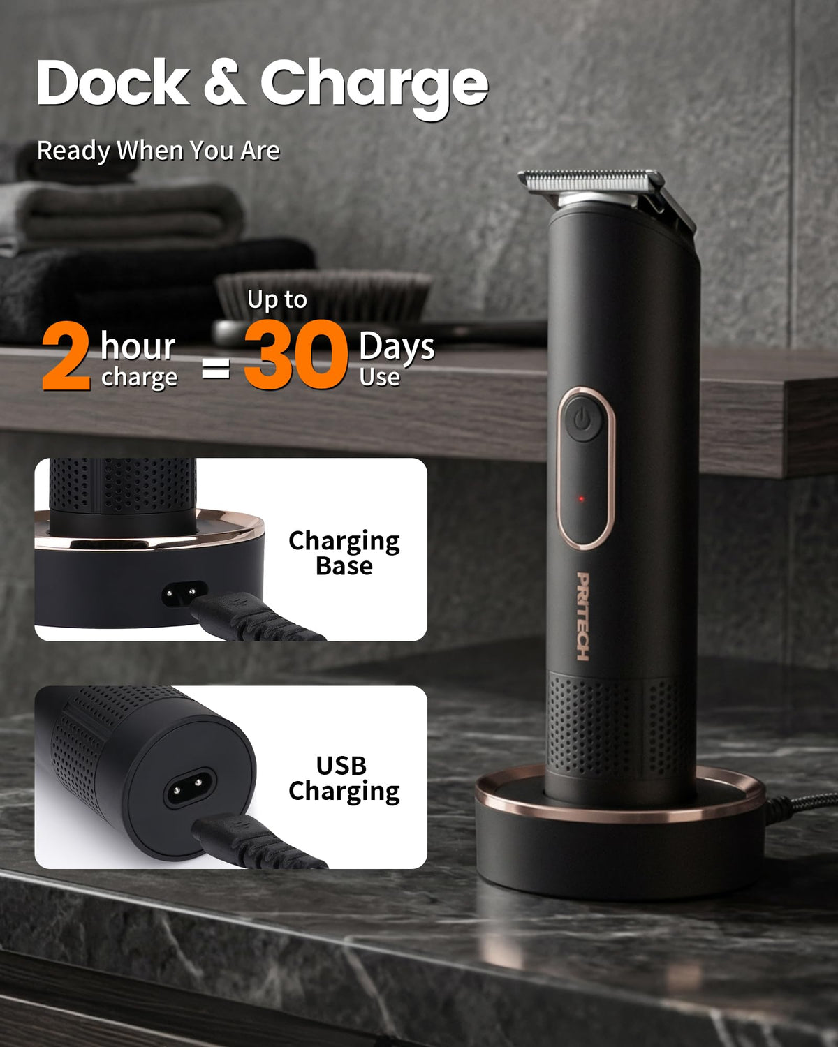 PRITECH Body Hair Trimmer side view