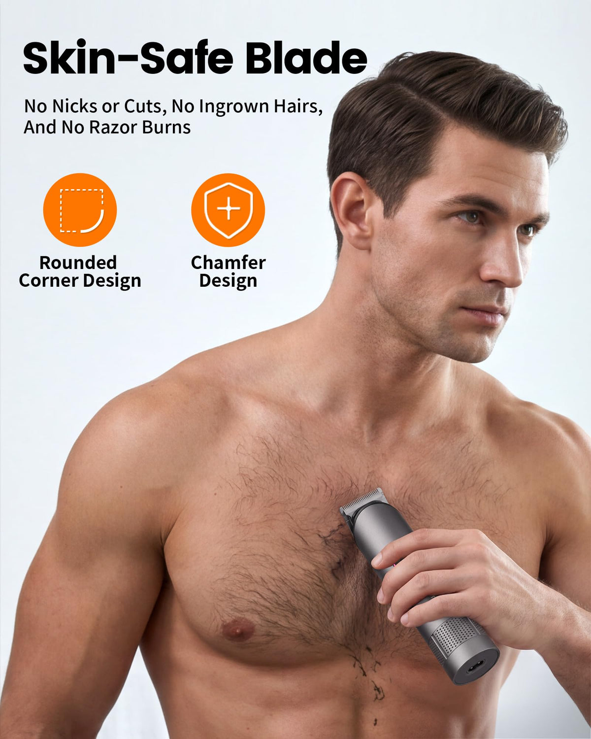 PRITECH Body Hair Trimmer side view showing adjustable guide comb