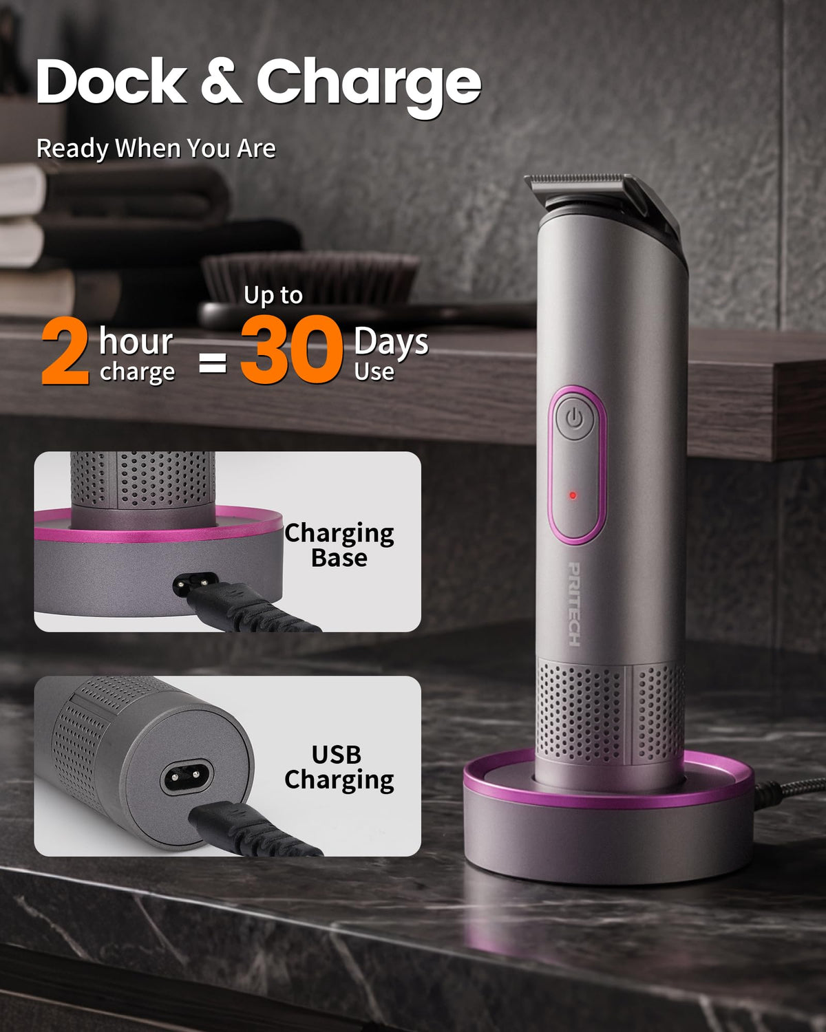 PRITECH Body Hair Trimmer USB charging cable