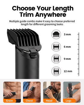 PRITECH Body Hair Trimmer with length guide combs