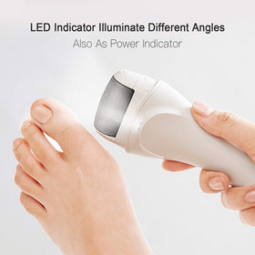 PRITECH Electric Foot Callus Remover demonstrating waterproof feature under running water