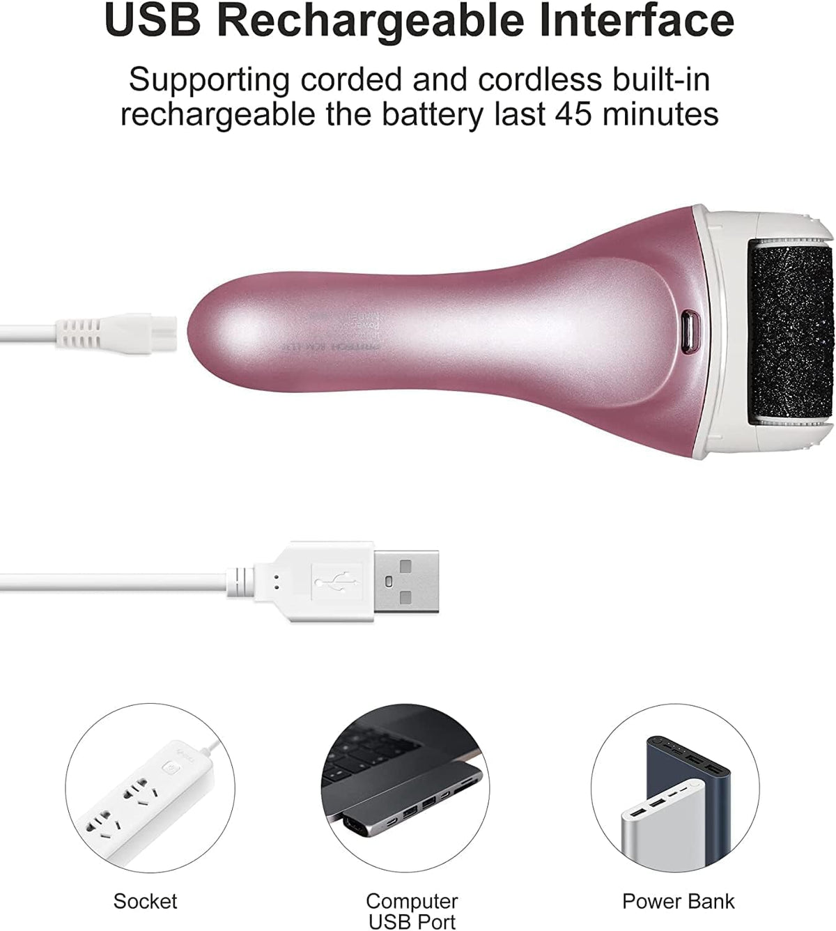 PRITECH Electric Foot Callus Remover in use on foot