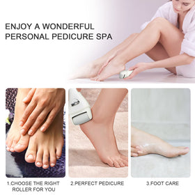 PRITECH Electric Foot Callus Remover with close-up of LED light in use