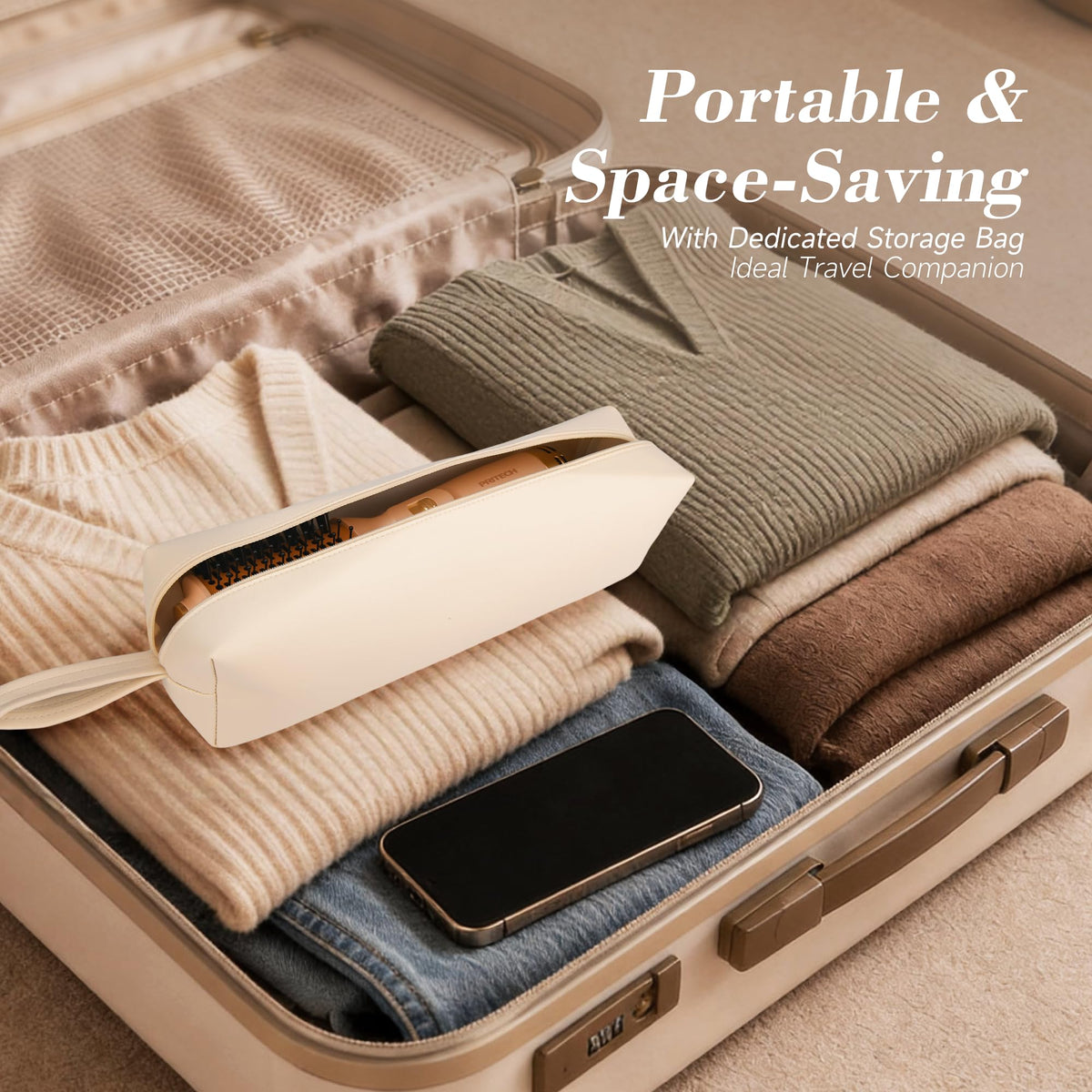 PRITECH hair dryer brush in travel bag