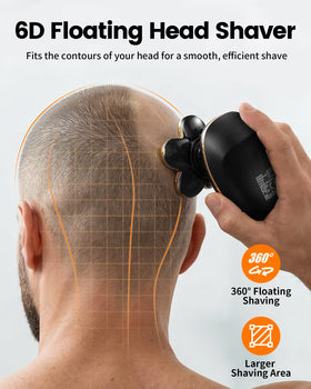 PRITECH head shaver side view showing ergonomic handle