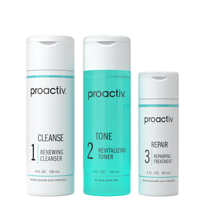 Proactiv 3 Step Acne Kit front view with cleanser, toner, and