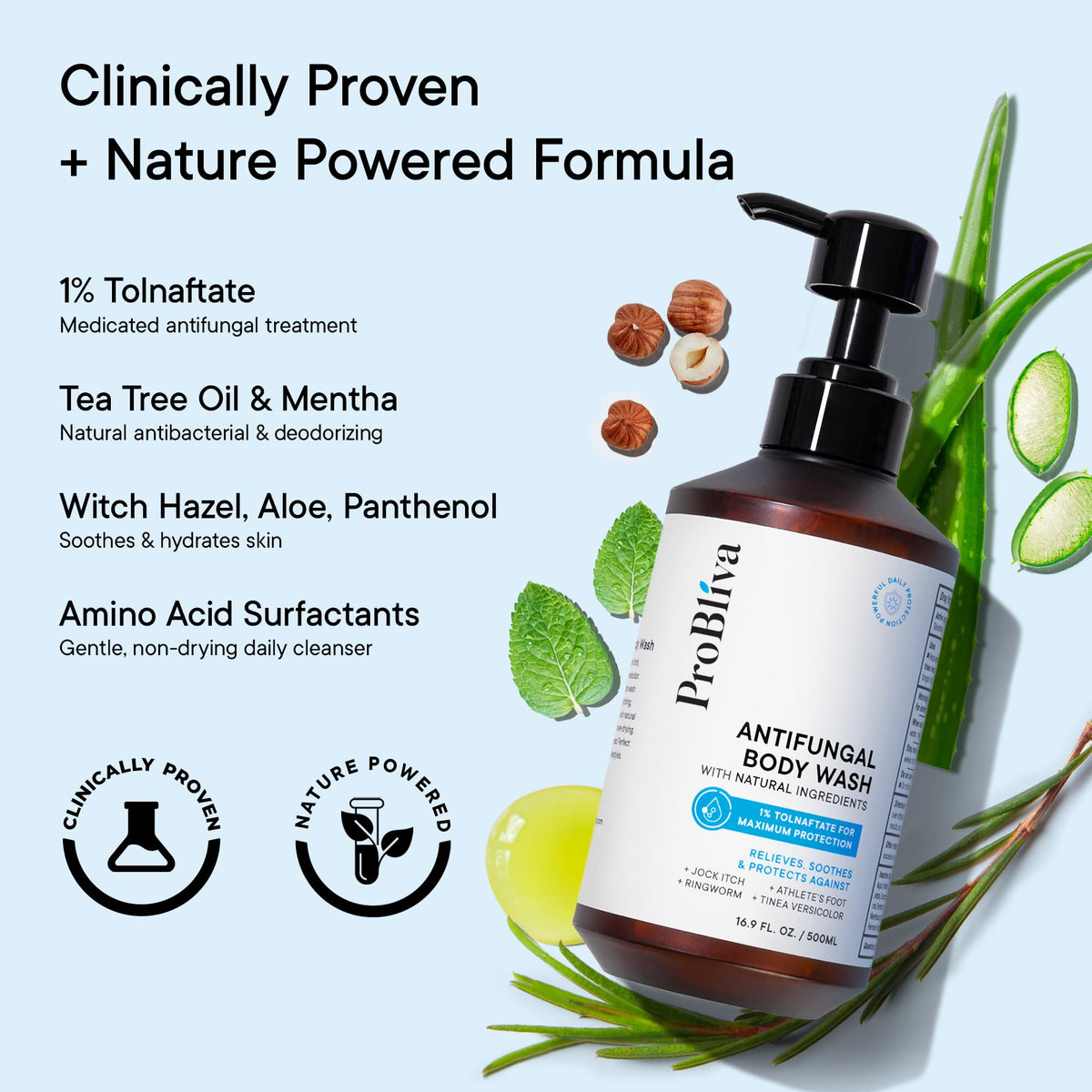ProBliva Antifungal Body Wash in a shower setting