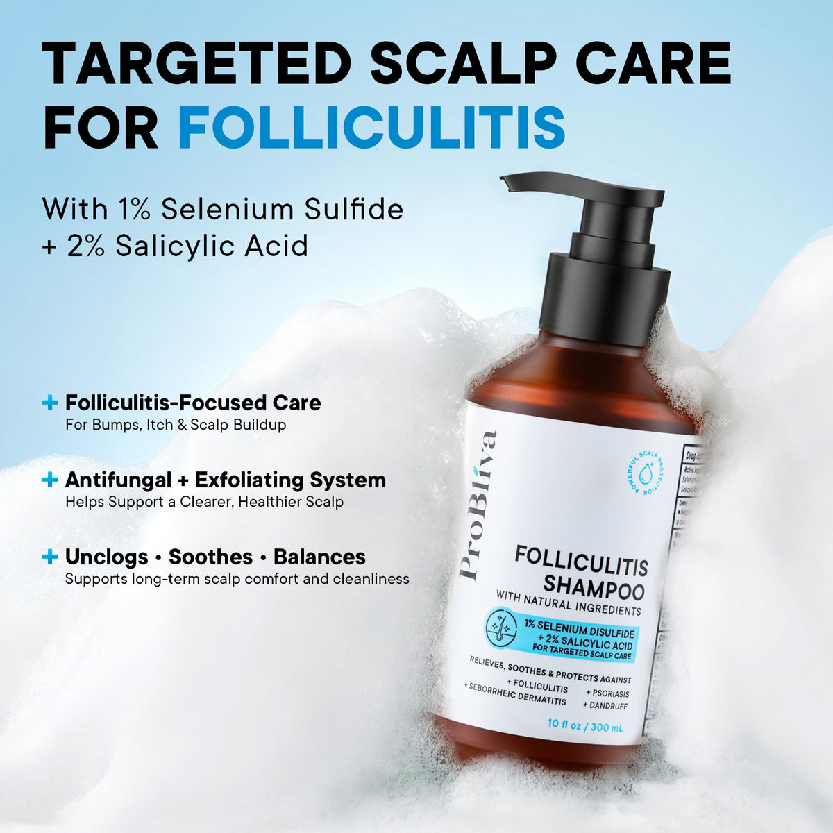 ProBliva Folliculitis Shampoo 20 fl. oz back view