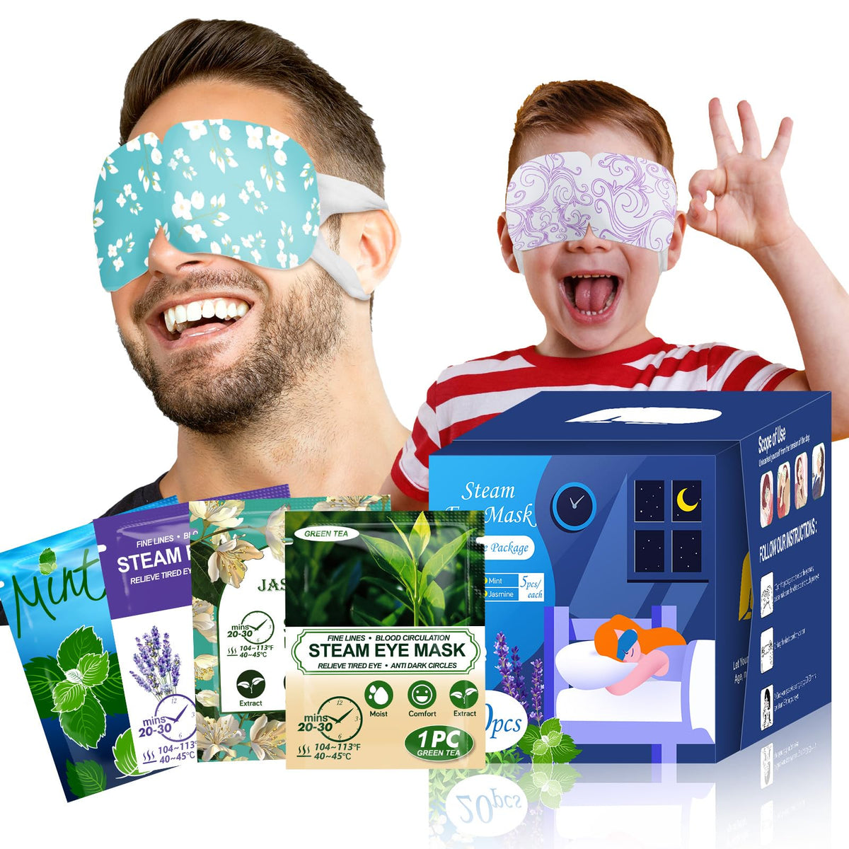 ProCIV 20-Pack Steam Eye Masks Lavender flavour front view