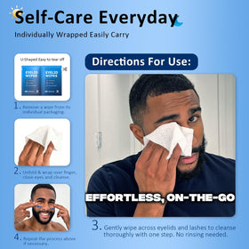 ProCIV Eyelid Wipes displayed with tea tree oil and chamomile