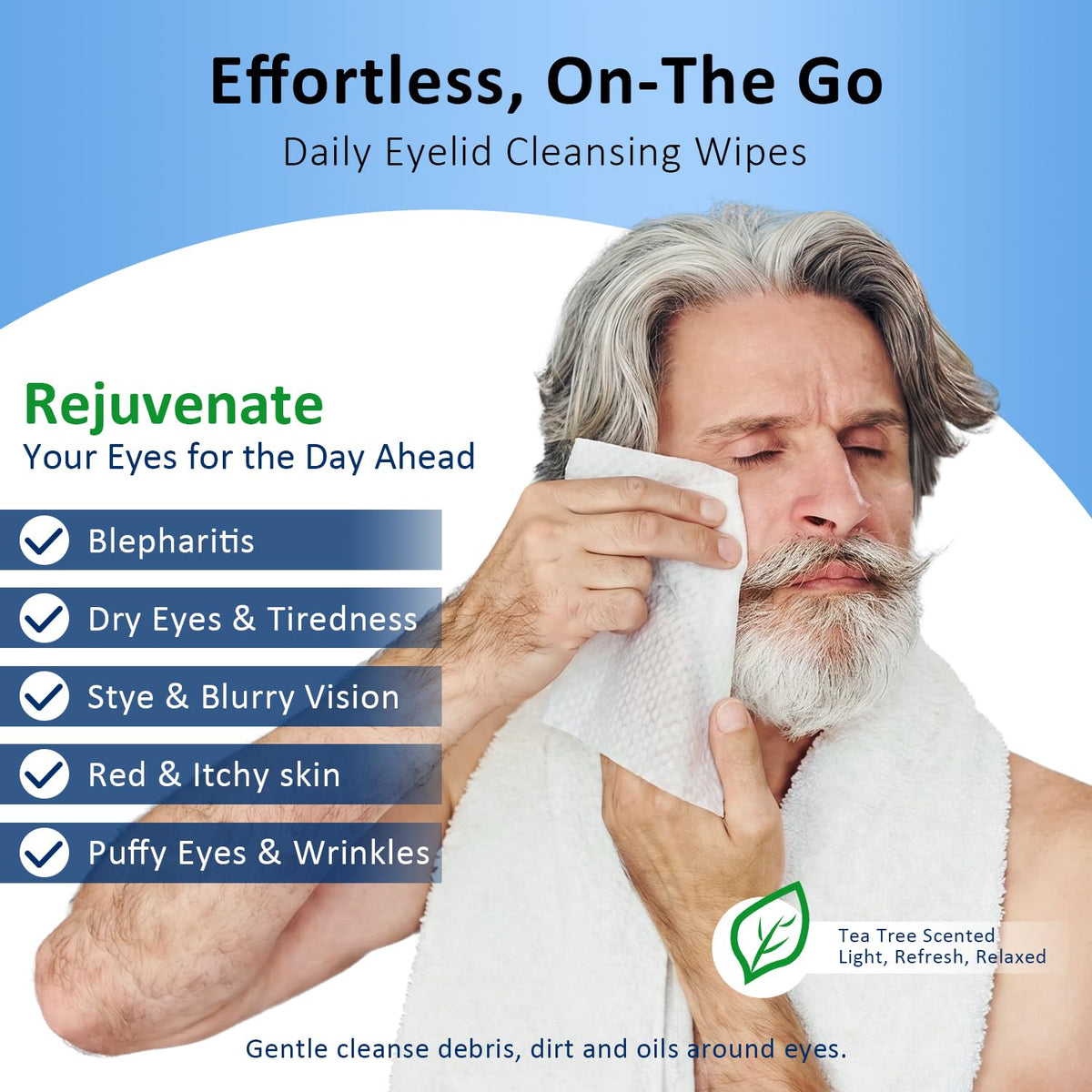 ProCIV Tea Tree Oil Eyelid Wipes opened with a wipe visible