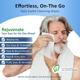ProCIV Tea Tree Oil Eyelid Wipes opened with a wipe visible