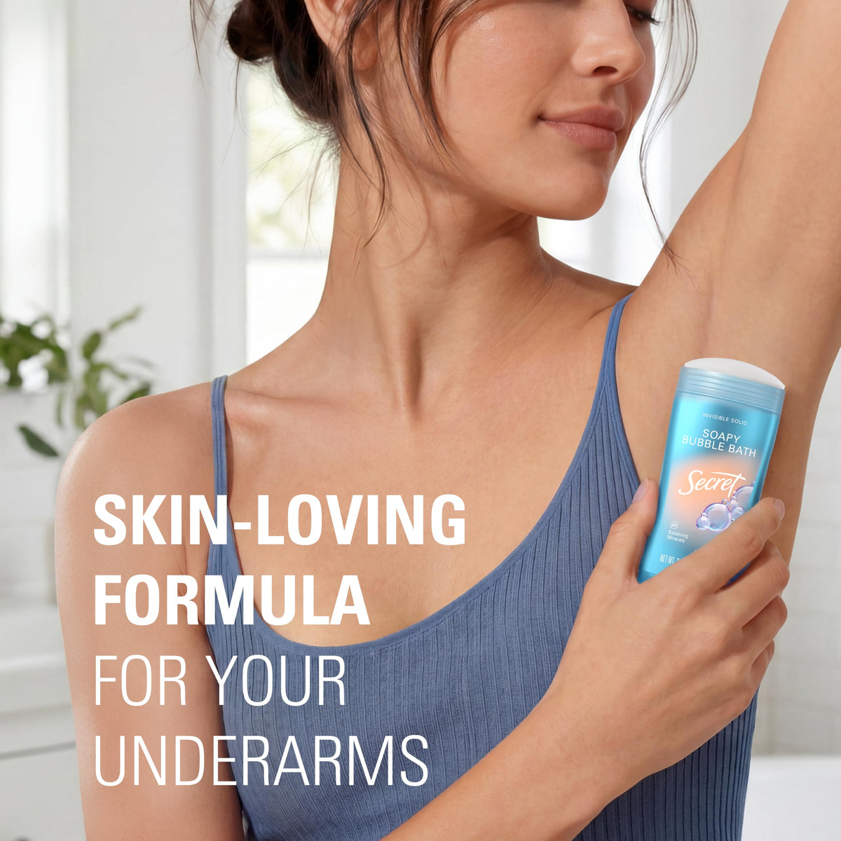 Product features highlighted on Secret Antiperspirant Deodorant
