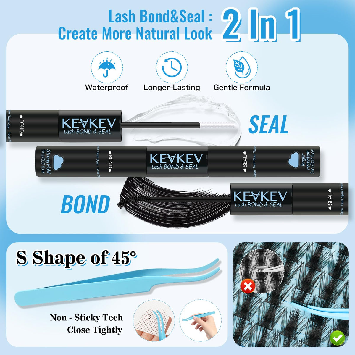 Professional tweezers included in KevKev Lash Clusters Kit