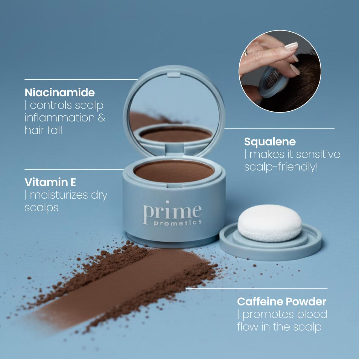 PROMETICS Instant Coverage Hairline Powder Dark Blonde lifestyle scene