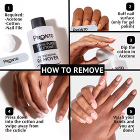 Pronto Acetone Gel Nail Polish Remover with nail tools