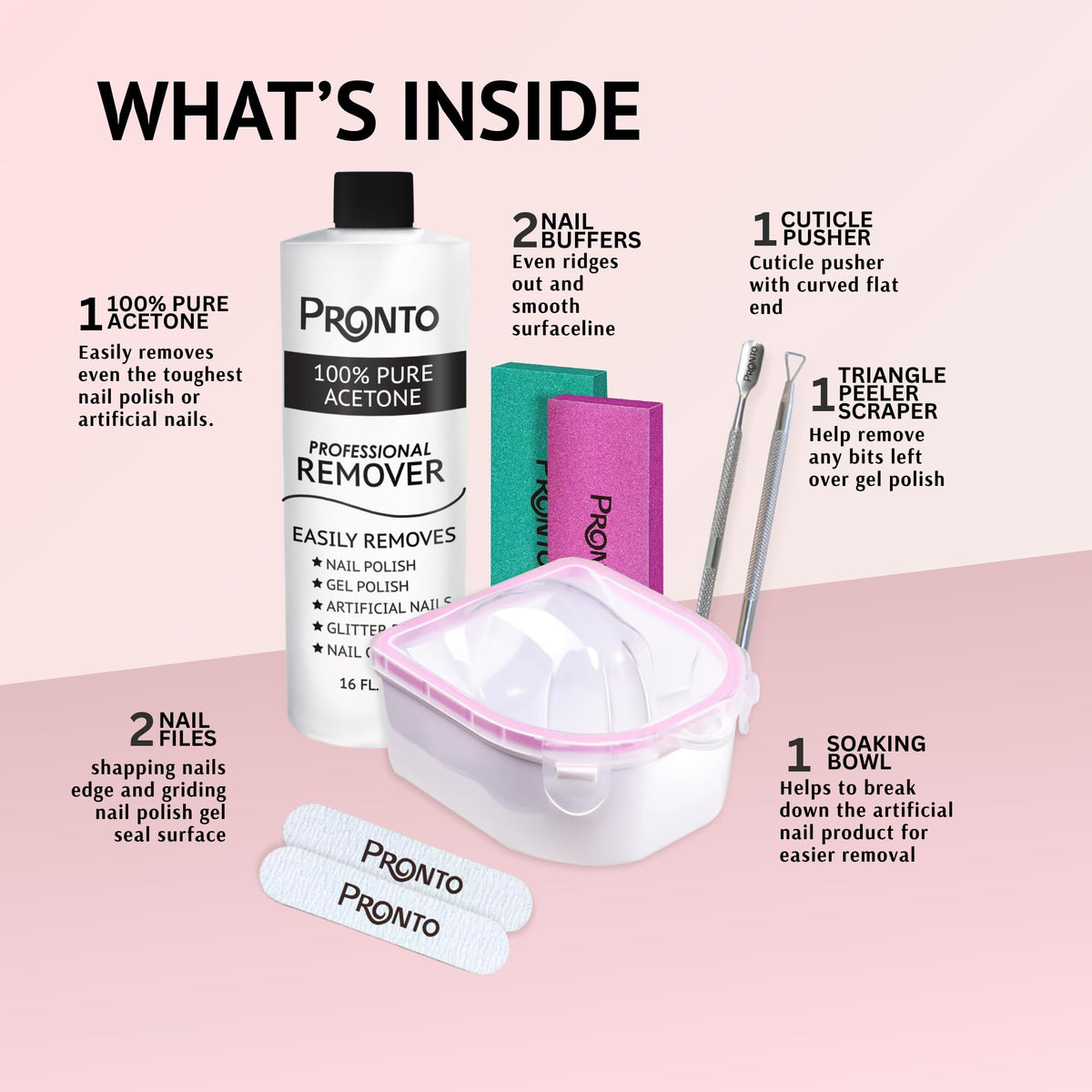 Pronto Nail Polish Remover bottle side view