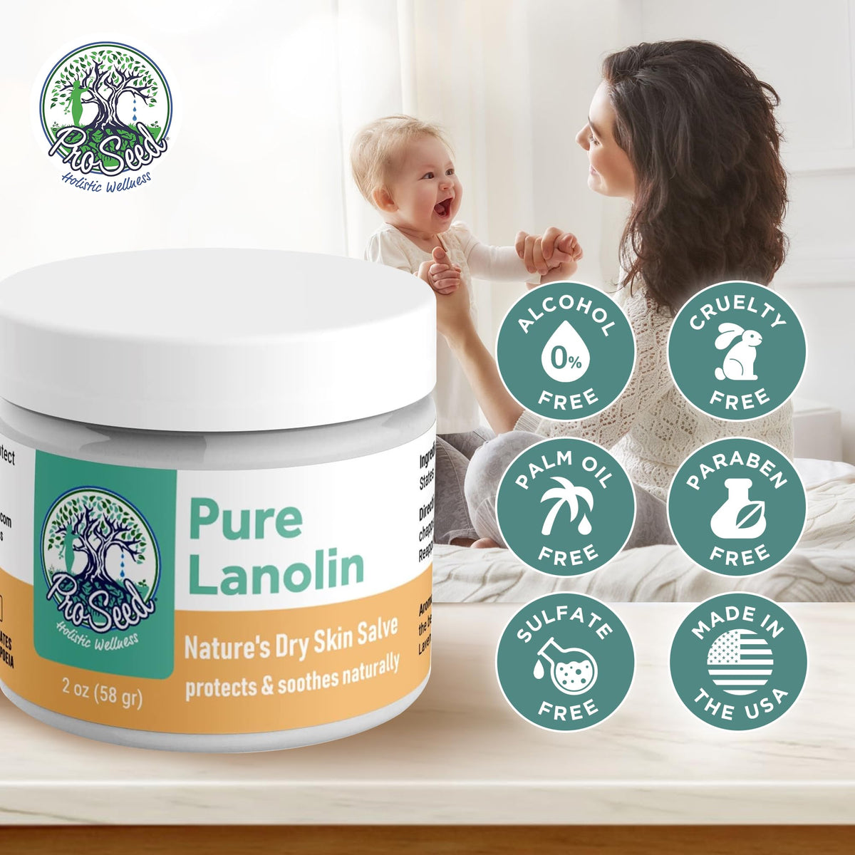 ProSeed Holistic Wellness Pure Lanolin Balm 91g texture close-up