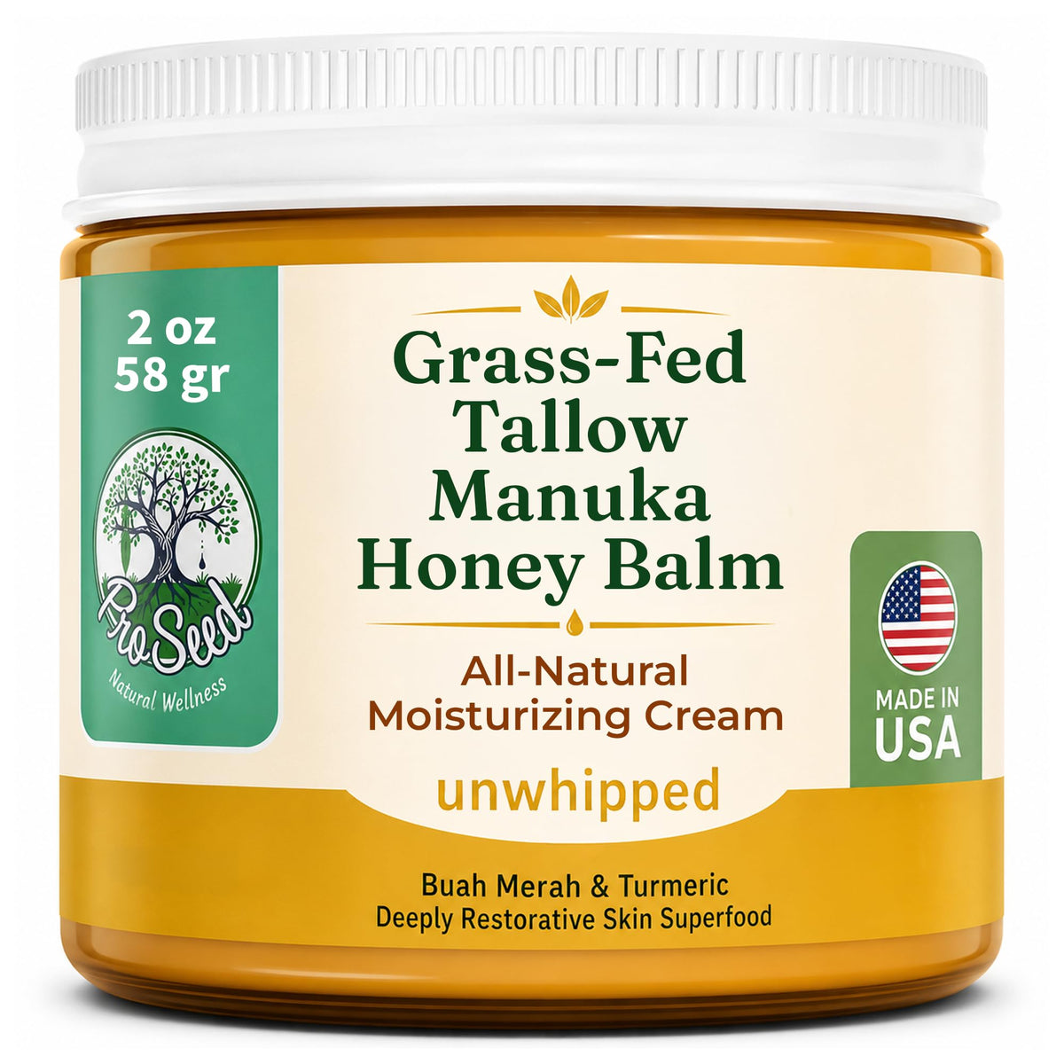 ProSeed Manuka Honey Tallow Balm 2 oz front view