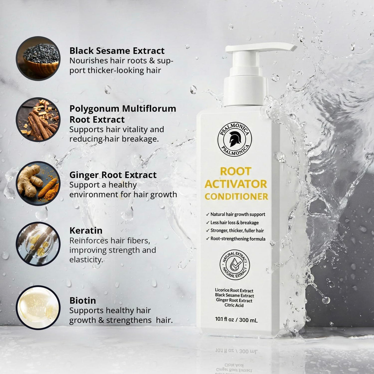 Psalmonica Root Activator Conditioner application on hair