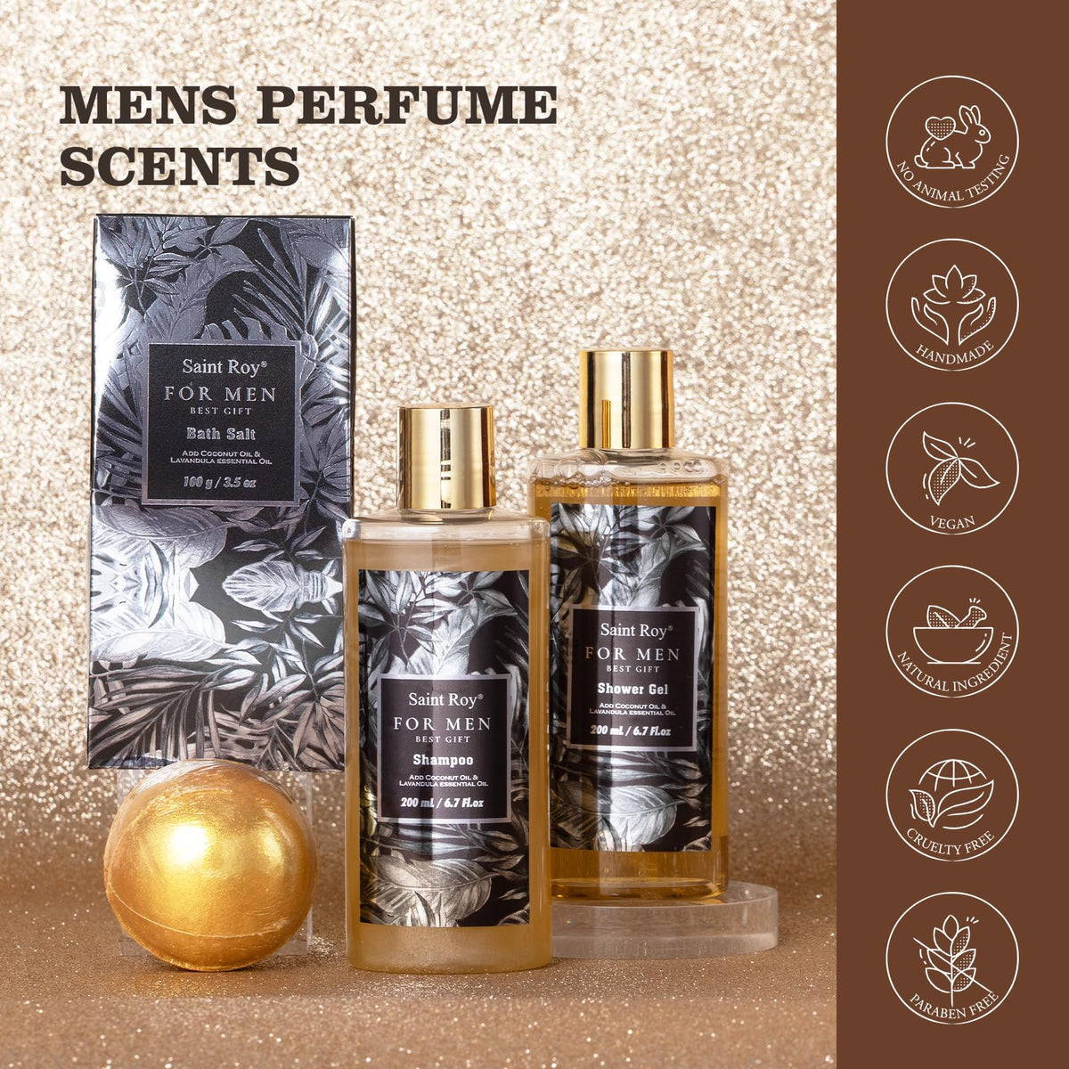 PU leather wallet included in the Saint Roy men's spa gift set