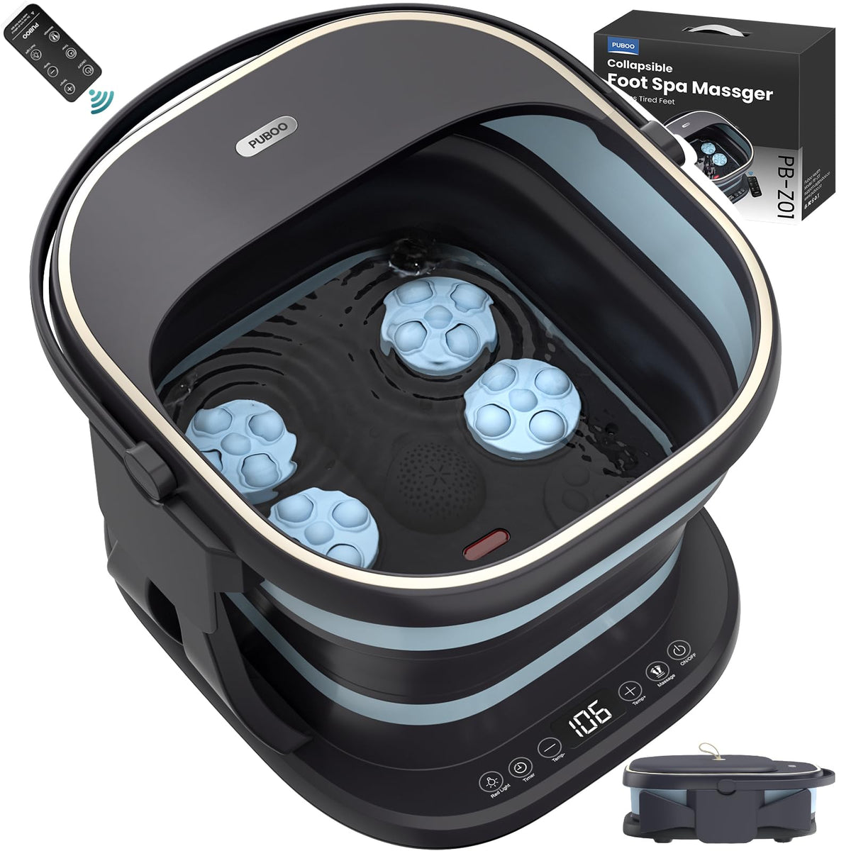 Puboo Collapsible Foot Spa Bath Massager front view