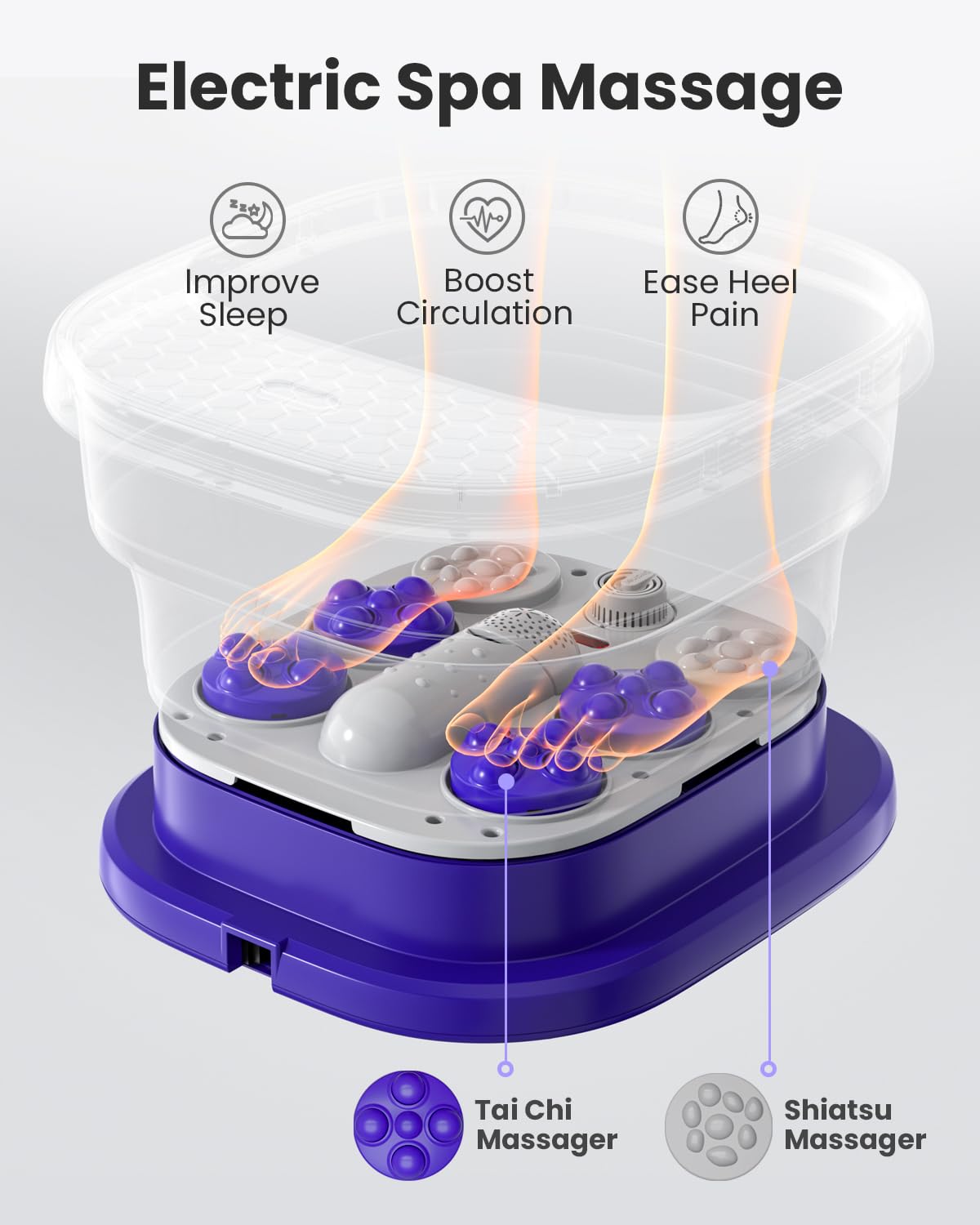 Puboo Foot Spa filled with water and feet soaking