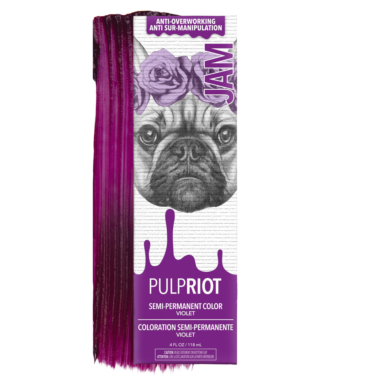 Pulp Riot Jam Semi Permanent Hair Color Violet 4 oz tube front view