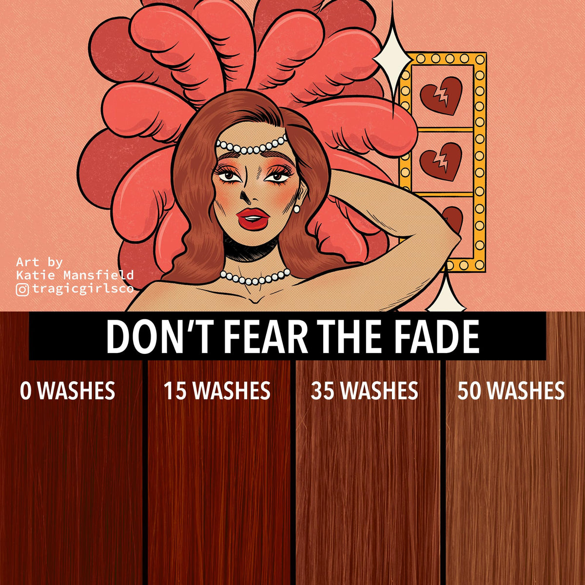 Pulp Riot Vintage Vegas hair colour swatches showing Rusted Red