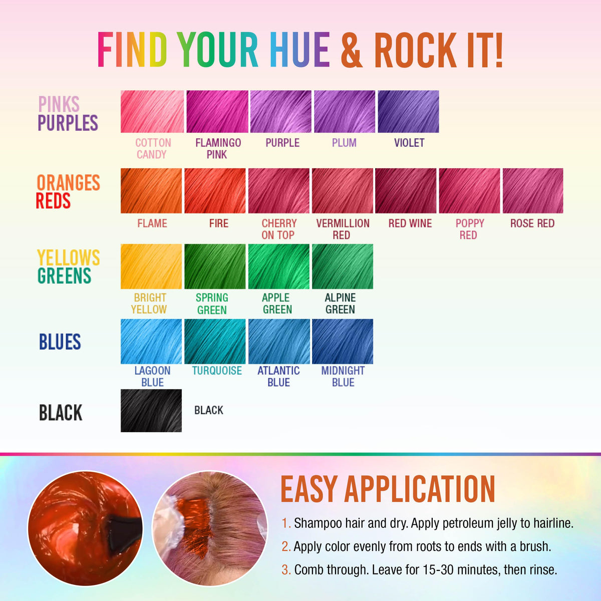 Punky Flame hair dye with tinting brush for easy application