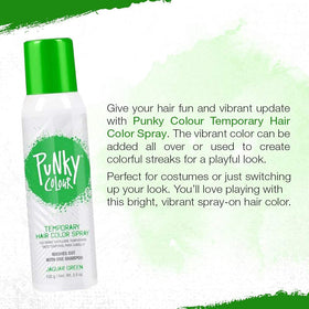 Punky Jaguar Green Temporary Hair Color Spray in use on hair