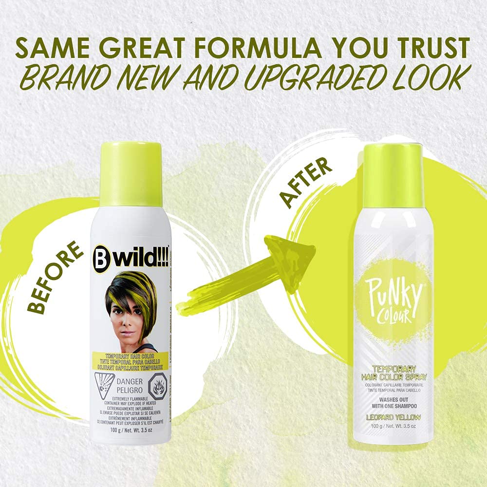 Punky Leopard Yellow hair color spray in use on hair