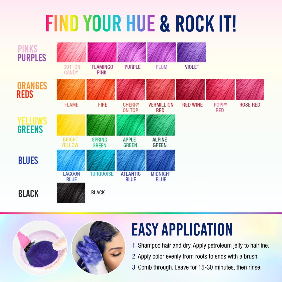Punky Midnight Blue hair dye with tinting brush