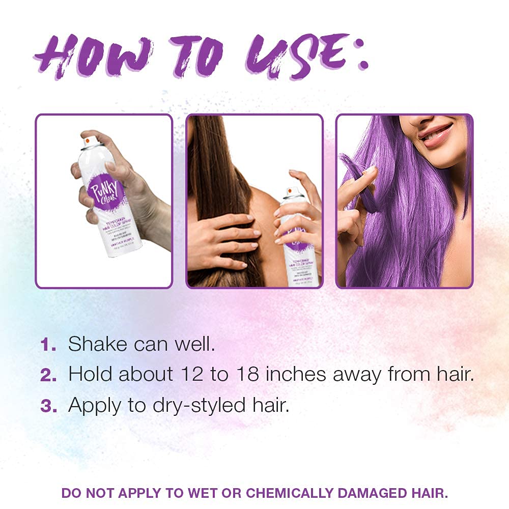 Punky Temporary Hair Color Spray Panther Purple on a vanity table