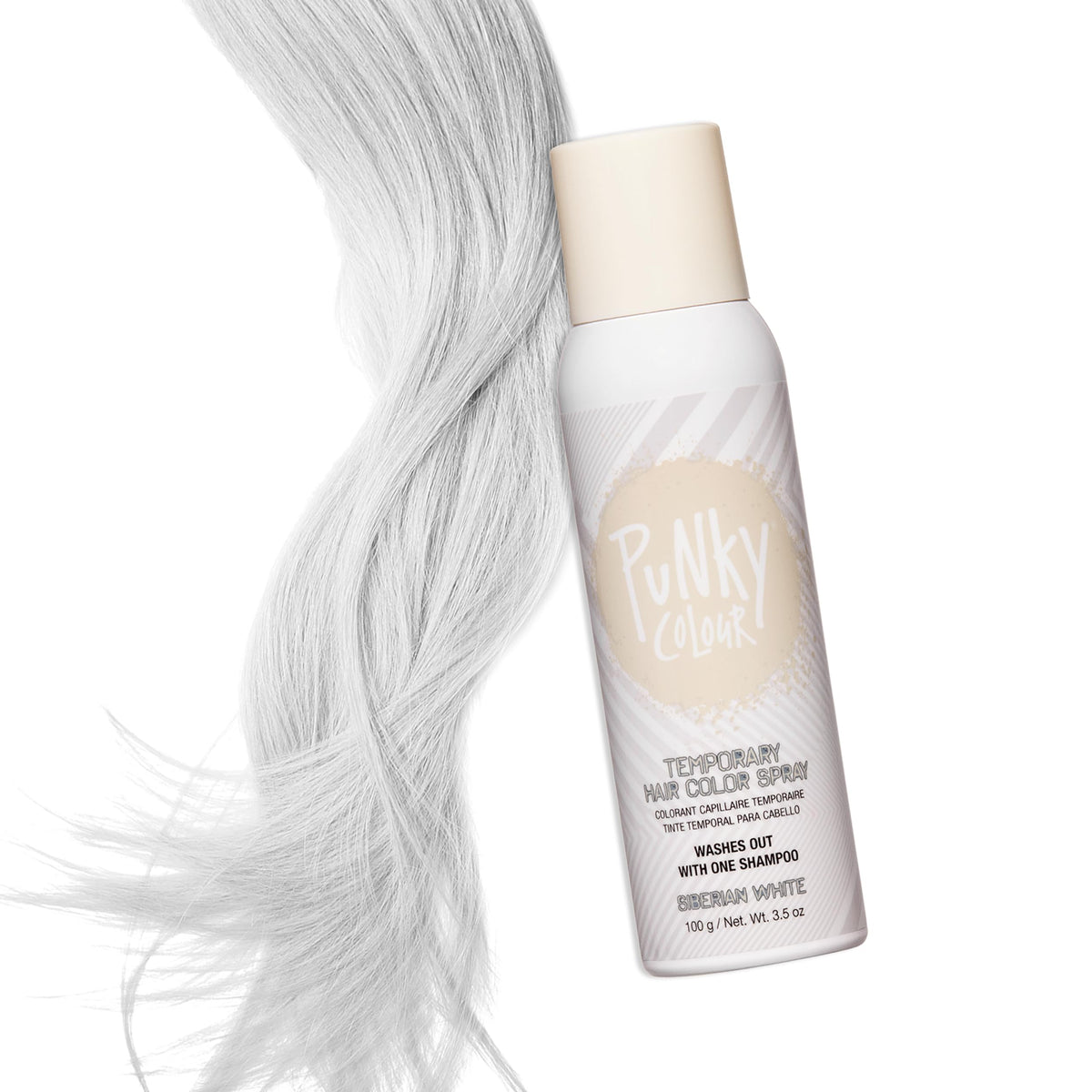 Punky Temporary Hair Color Spray Siberian White on styled hair