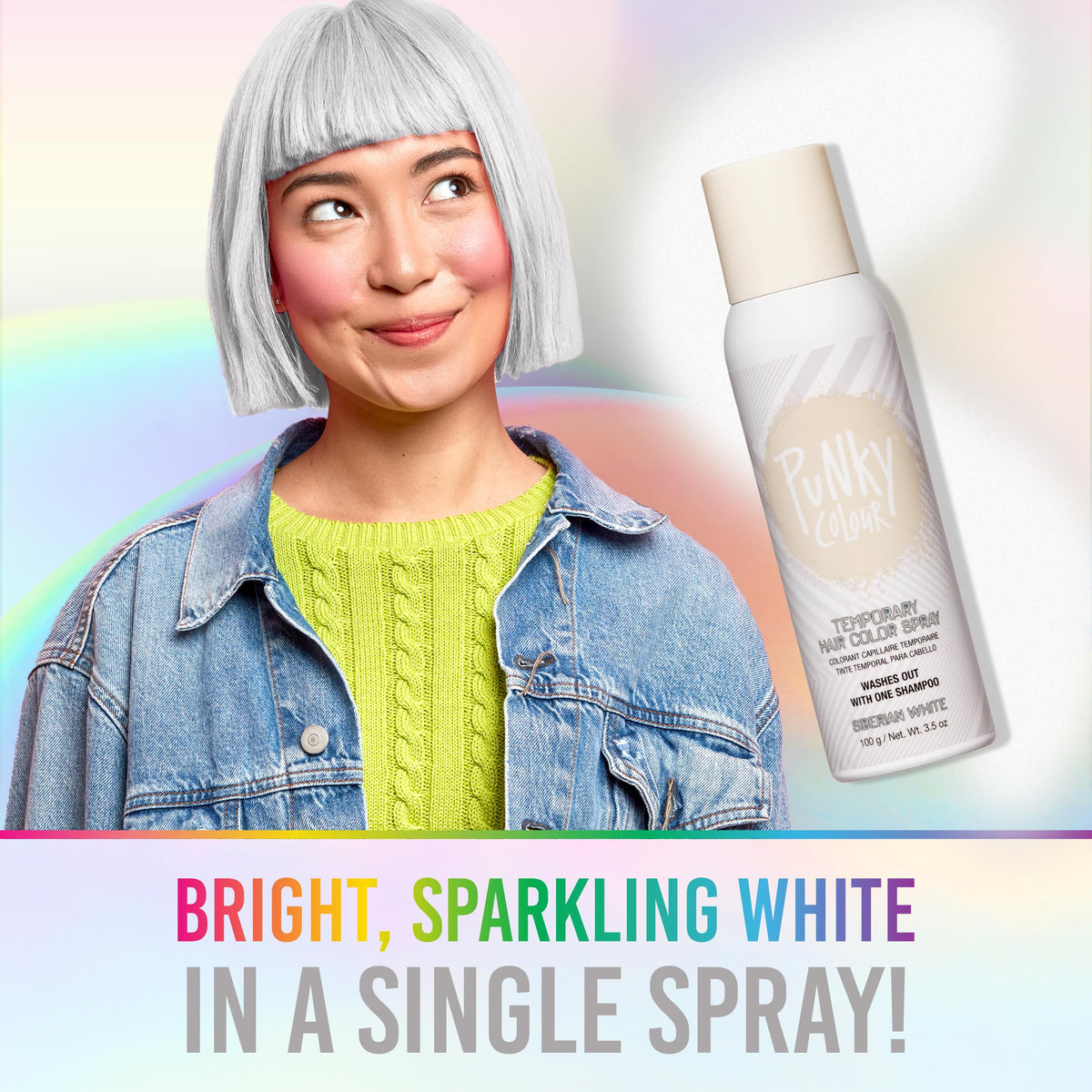 Punky Temporary Hair Color Spray Siberian White with packaging