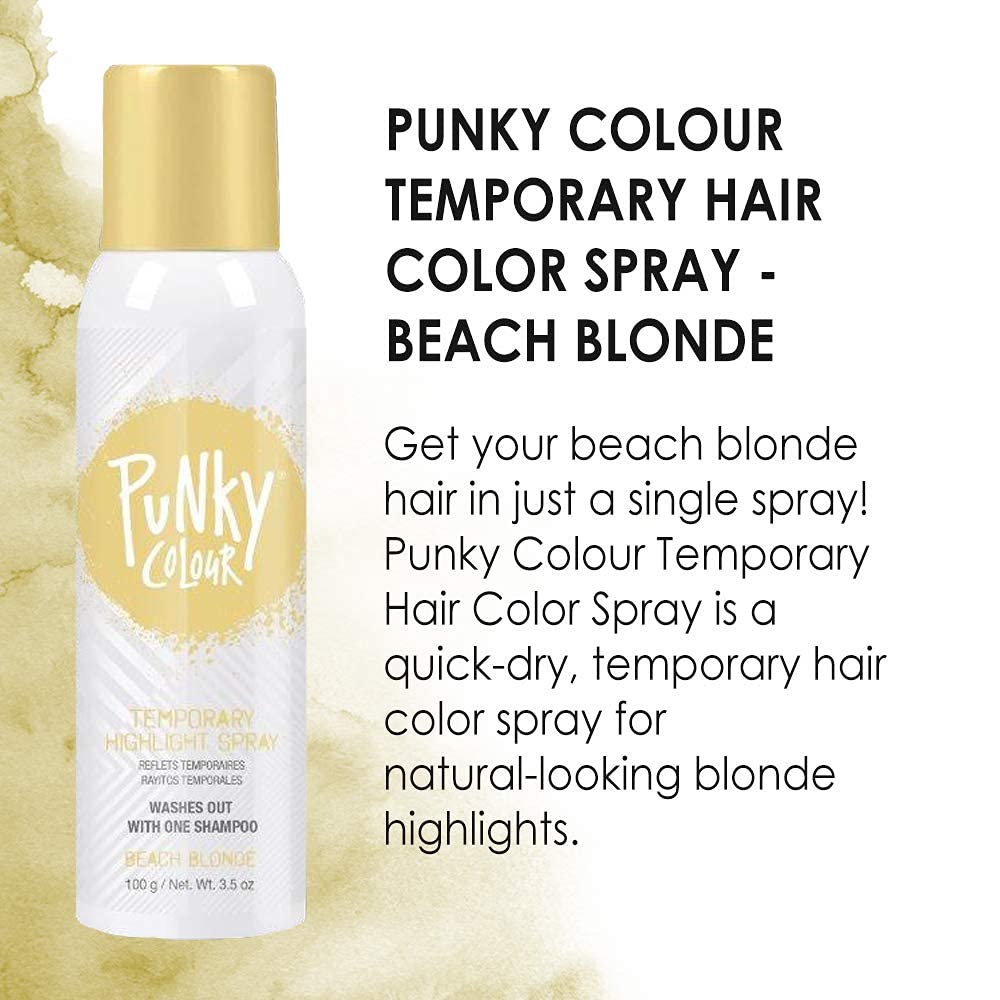 Punky Temporary Hair Highlight Spray Beach Blonde application on hair