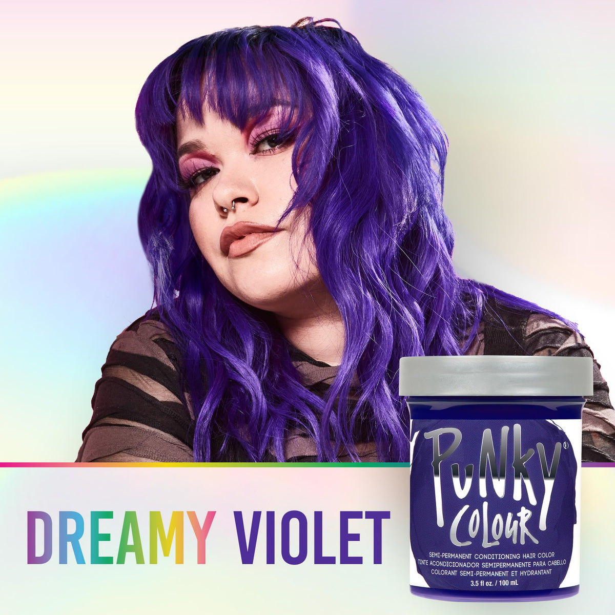 Punky Violet hair dye application process with brush