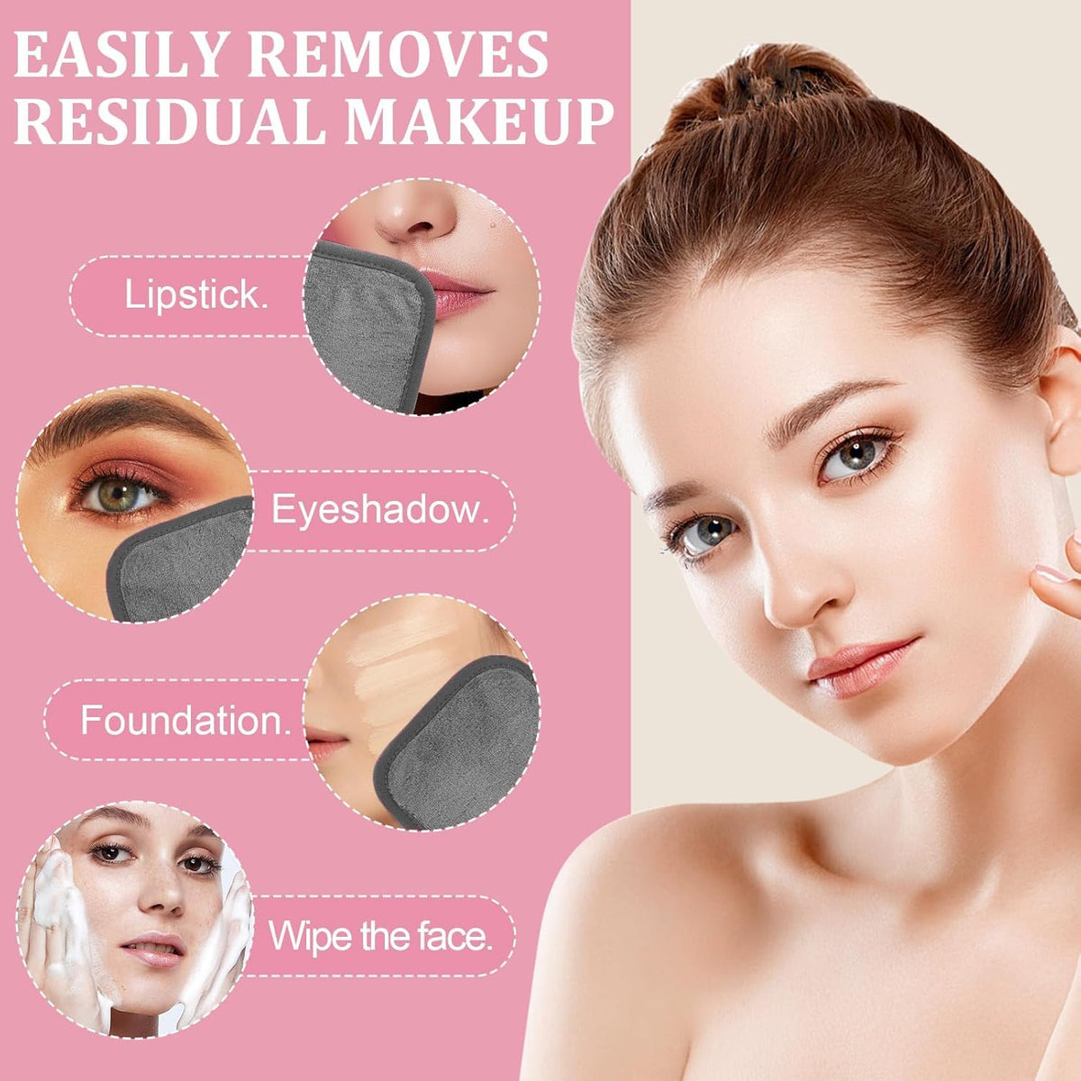 Puomue Makeup Remover Cloths being used on a face
