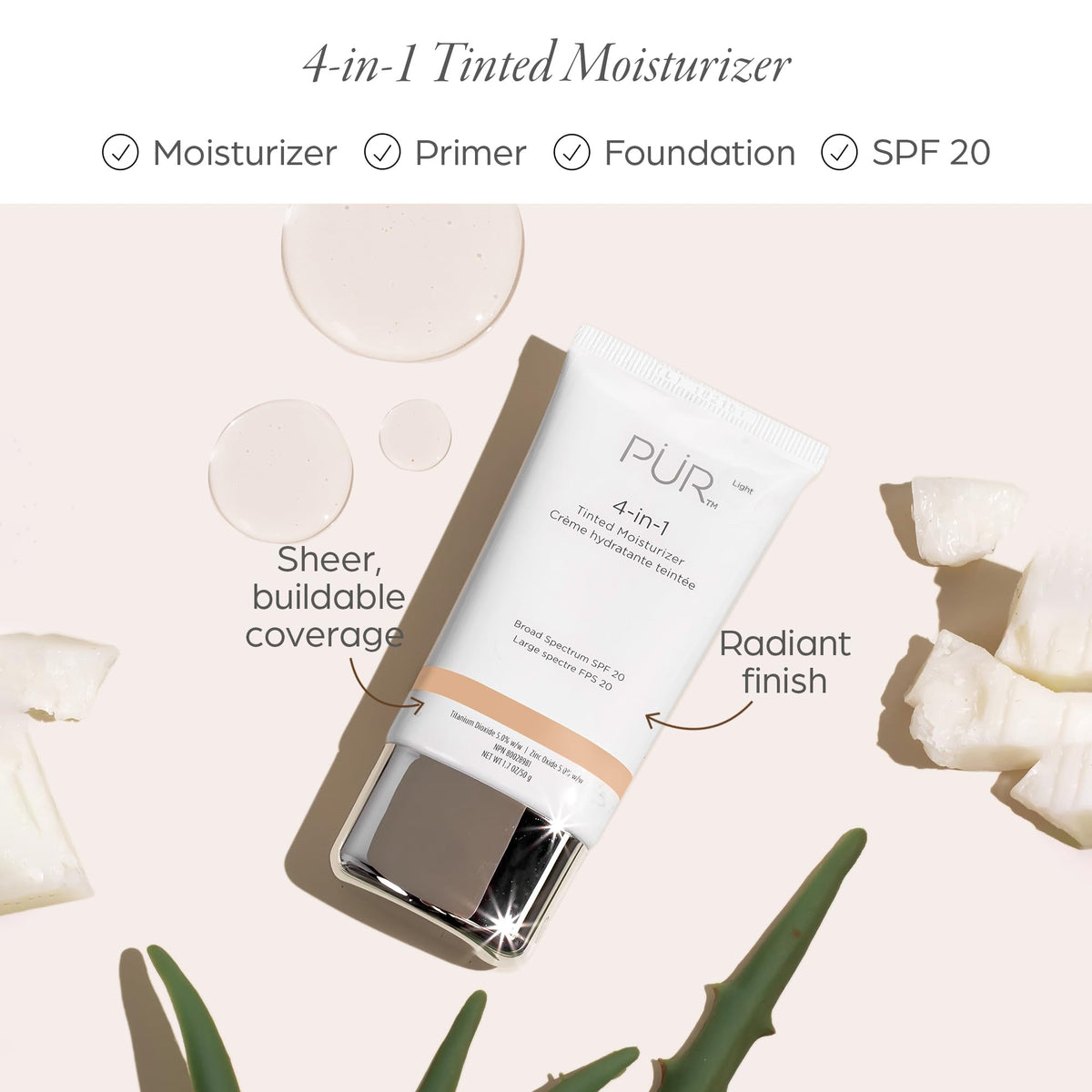 PÜR 4-in-1 Tinted Moisturizer packaging side view
