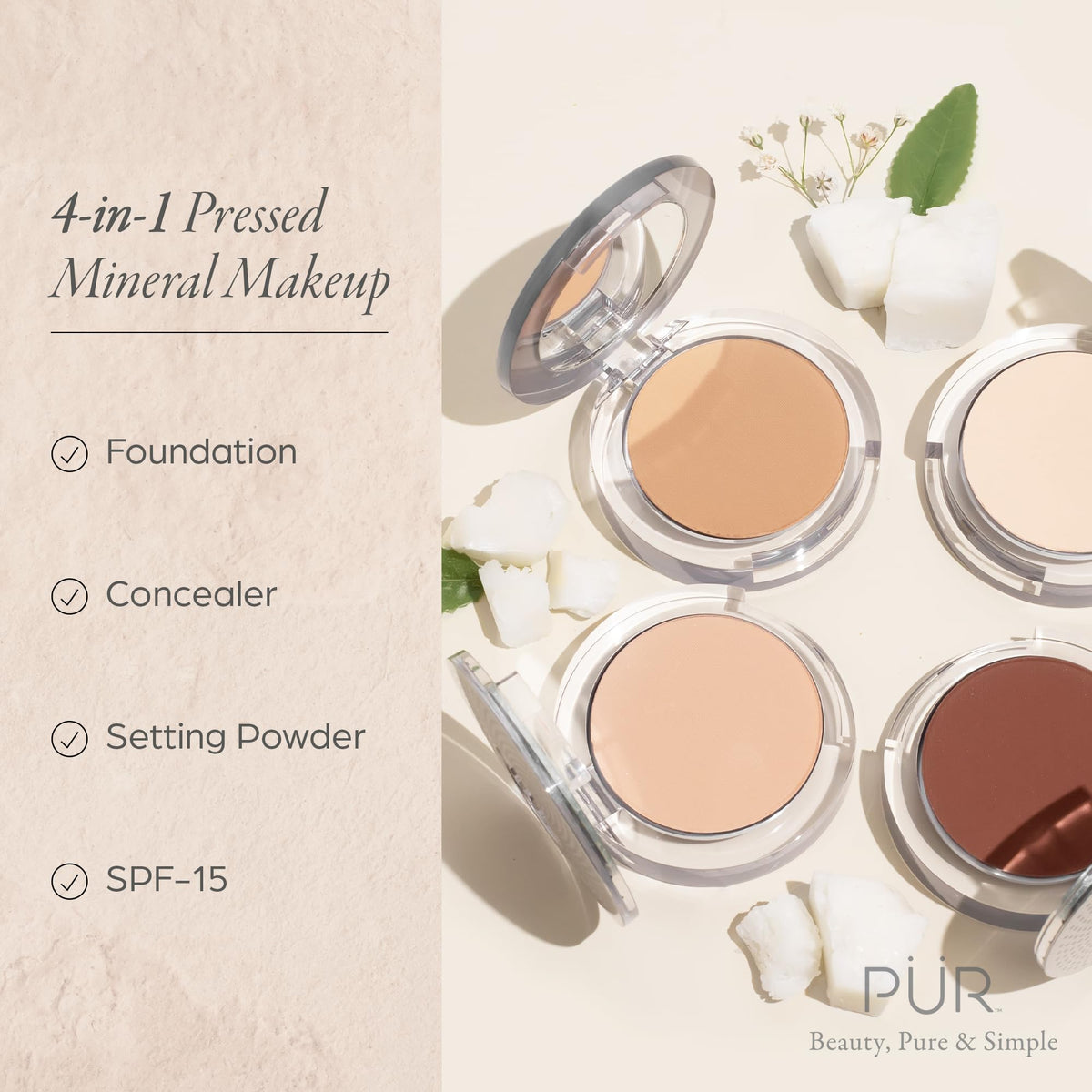 PÜR MINERALS 4-in-1 Pressed Mineral Powder Foundation packaging