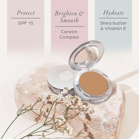 PÜR MINERALS 4-in-1 Pressed Mineral Powder Foundation Tan application on skin