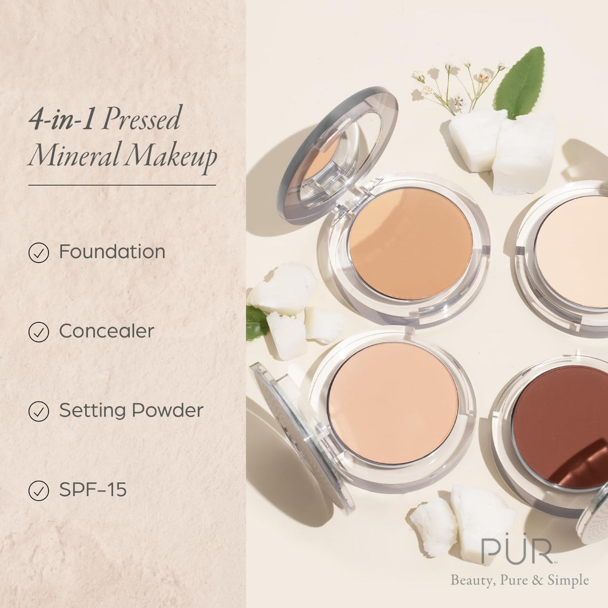 PÜR MINERALS foundation powder with brush application