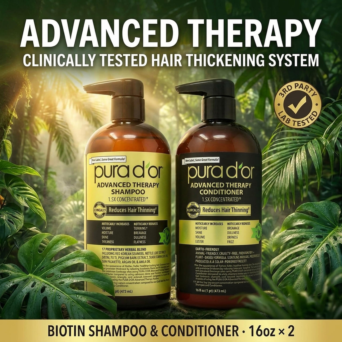 PURA D'OR Advanced Therapy Biotin Conditioner 16oz front view