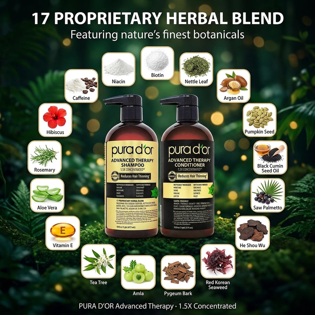 PURA D'OR Advanced Therapy Biotin Shampoo bottle side view