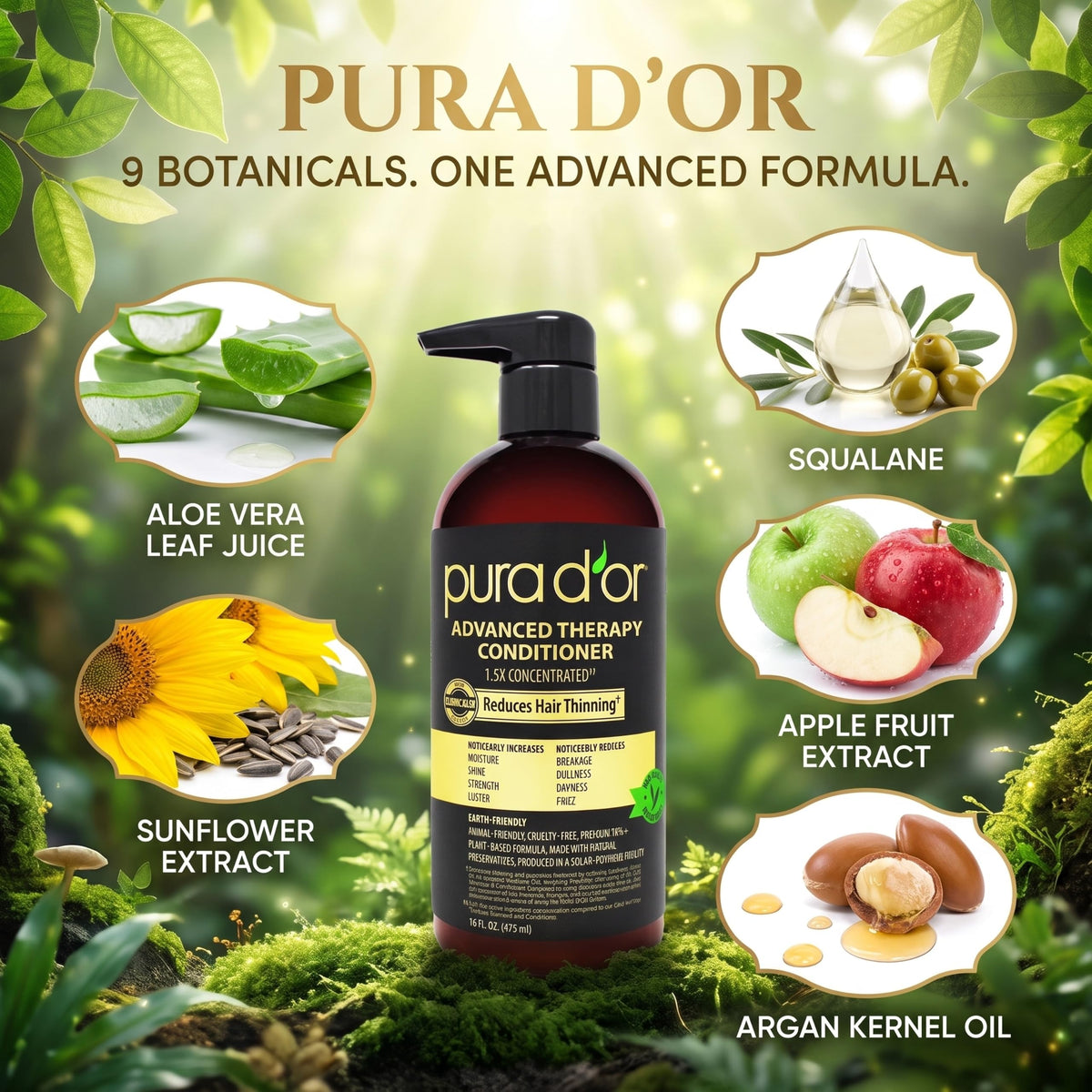 PURA D'OR Advanced Therapy Conditioner 16 Oz in bathroom setting