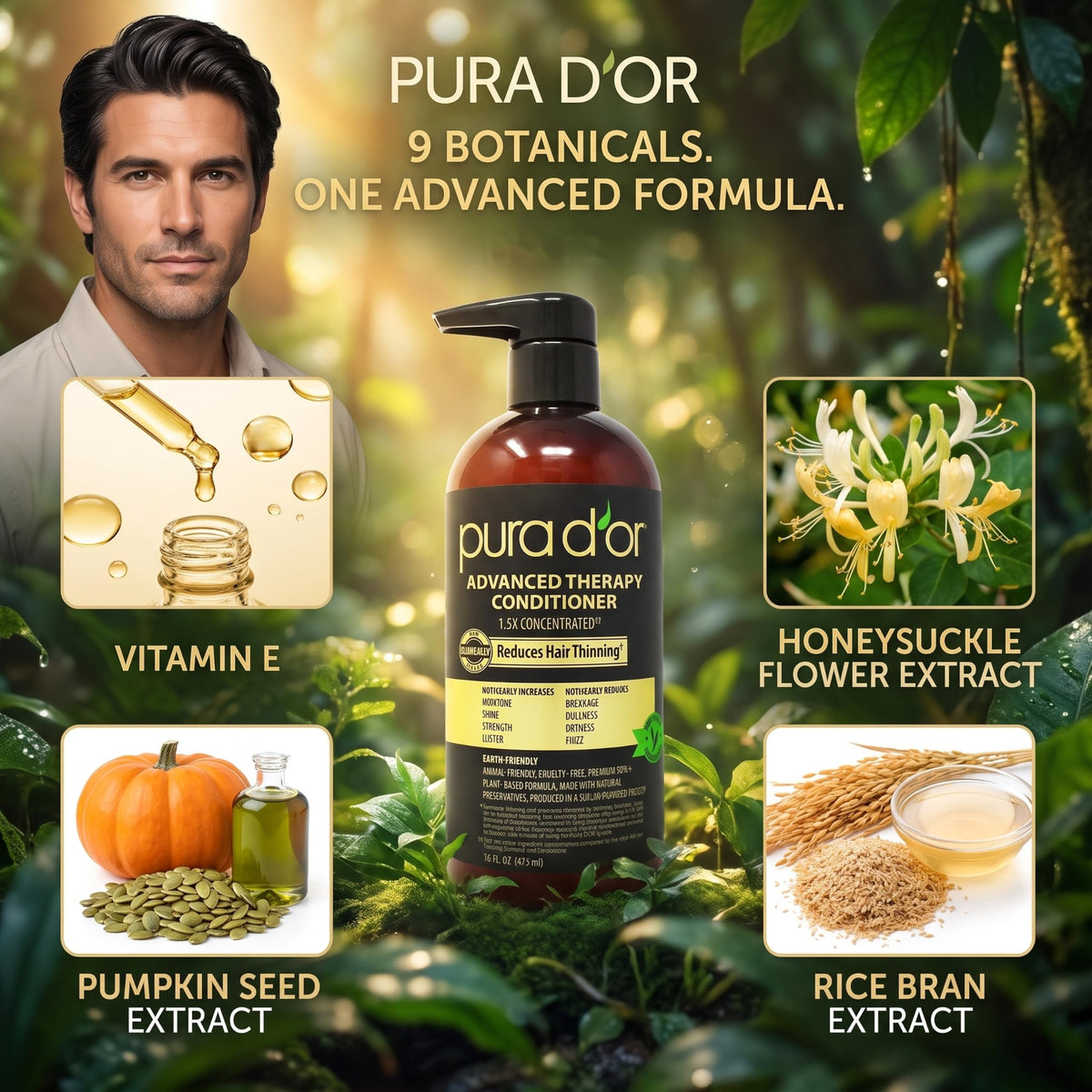 PURA D'OR Advanced Therapy Conditioner 16 Oz with shampoo
