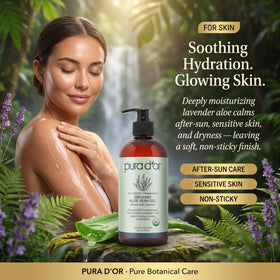 PURA D'OR Aloe Vera Gel 16oz in use on skin